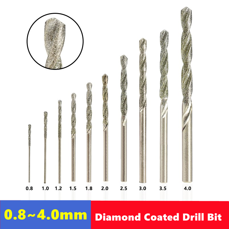 Power Tools Plus - 5/10pcs Diamond Coated Drill Bit 0.8mm-4.0mm