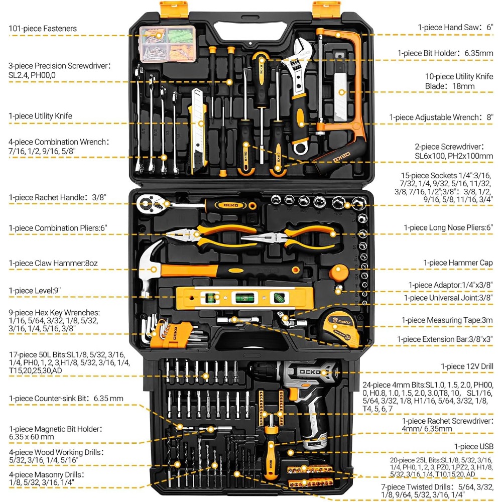 US Shipping Tool Kit Box Drill - огляд і ціна Combo Power Tools