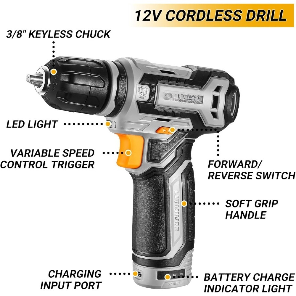 US Shipping Tool Kit Box Drill - огляд і ціна Combo Power Tools